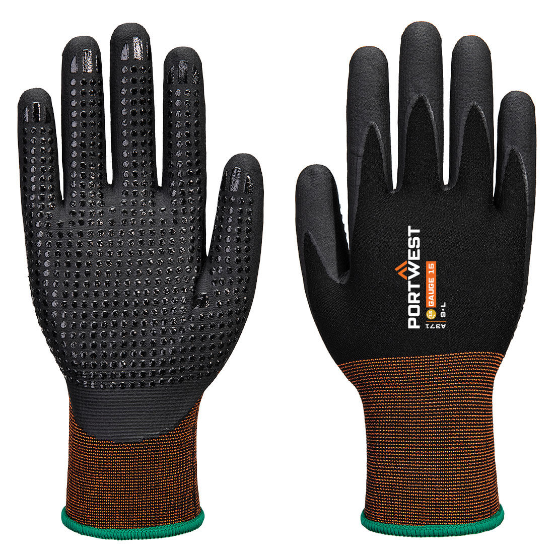 GP Grip 15 Nitril Mikrohabos pöttyözött kesztyű - Fekete GP Grip 15 Nitril Mikrohabos pöttyözött kesztyű - Fekete - Image 1