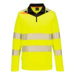 DX4 Hi-Vis cipzáras póló L/S - Sárga/Fekete