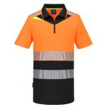 DX4 Hi-Vis cipzáros Class 1 póló S/S - Narancs/Fekete