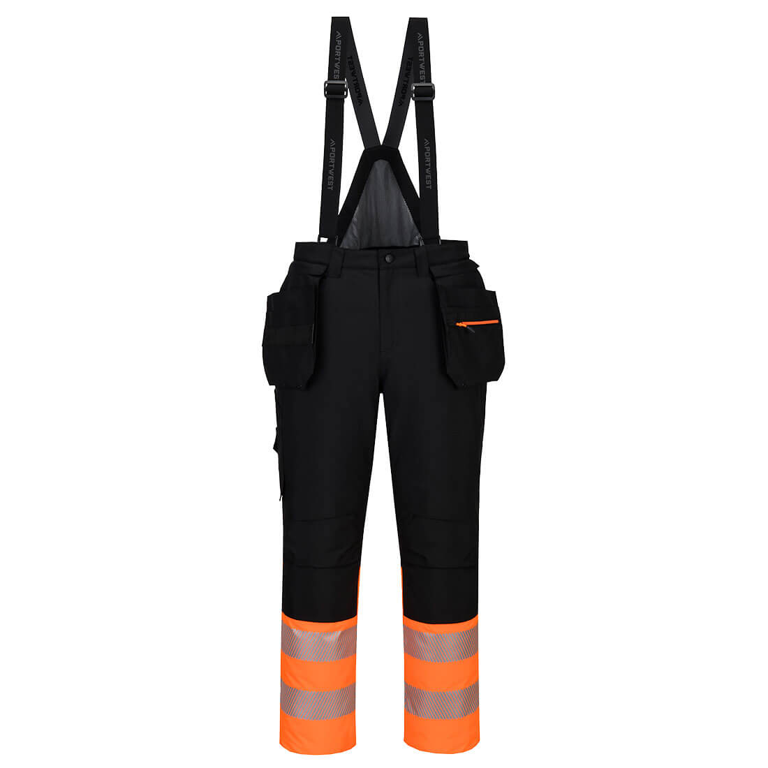 DX4 Hi-Vis 1. osztályú téli kantáros nadrág - Narancs/Fekete DX4 Hi-Vis 1. osztályú téli kantáros nadrág - Narancs/Fekete - Image 1