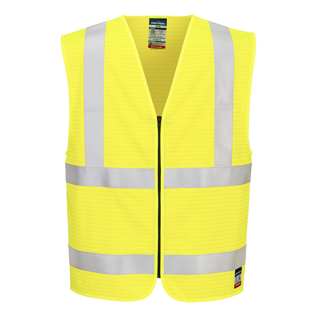 Bizflame Hi-Vis FR cipzáras jól láthatósági mellény - Sárga Bizflame Hi-Vis FR cipzáras jól láthatósági mellény - Sárga - Image 1
