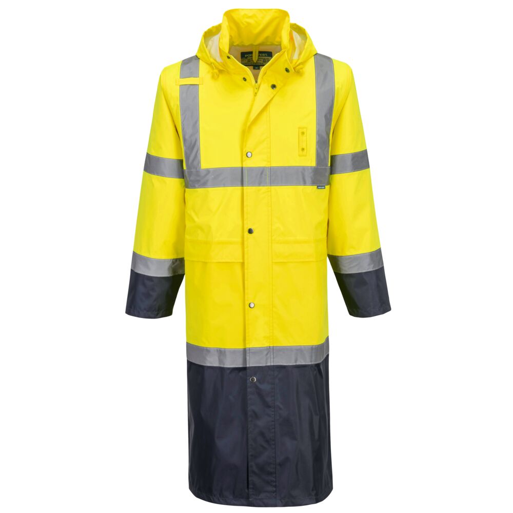 Hi-Vis Contrast Raincoat 122cm - Sárga/Navy Hi-Vis Contrast Raincoat 122cm - Sárga/Navy - Image 1