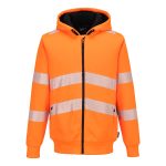 PW321 Hi-Vis cipzáras téli kapucnis pulcsi - Narancs