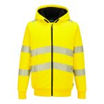 PW321 Hi-Vis cipzáras téli kapucnis pulcsi - Sárga