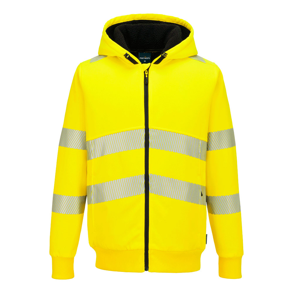 PW321 Hi-Vis cipzáras téli kapucnis pulcsi - Sárga PW321 Hi-Vis cipzáras téli kapucnis pulcsi - Sárga - Image 1