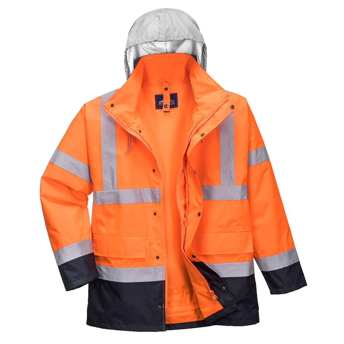 Hi-Vis 4 az 1-ben Contrast Traffic kabát - Narancs/Navy Hi-Vis 4 az 1-ben Contrast Traffic kabát - Narancs/Navy - Image 1