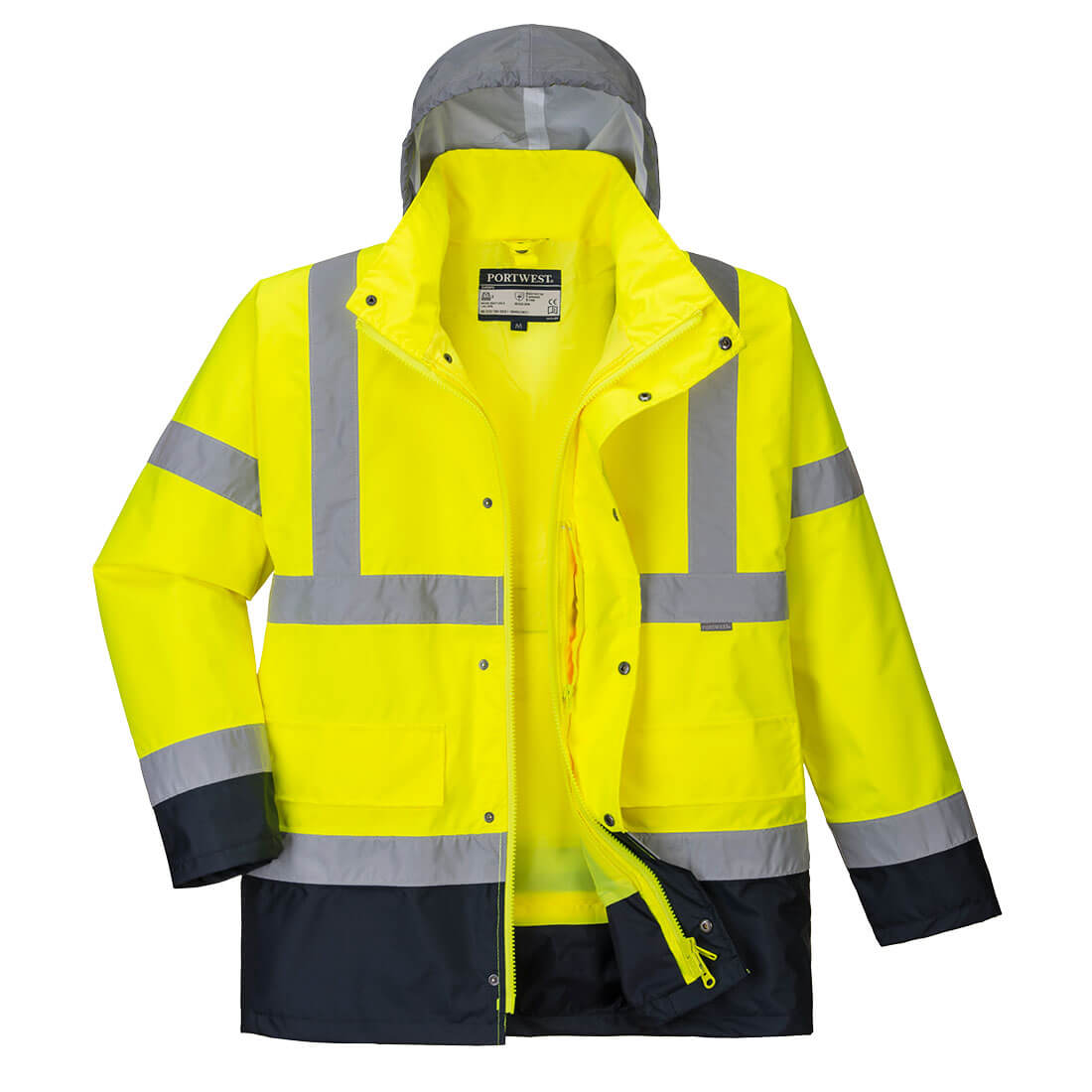 Hi-Vis 4 az 1-ben Contrast Traffic kabát - Sárga/Navy Hi-Vis 4 az 1-ben Contrast Traffic kabát - Sárga/Navy - Image 1