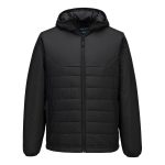 Hooded Insulated Baffle Jacket - Fekete