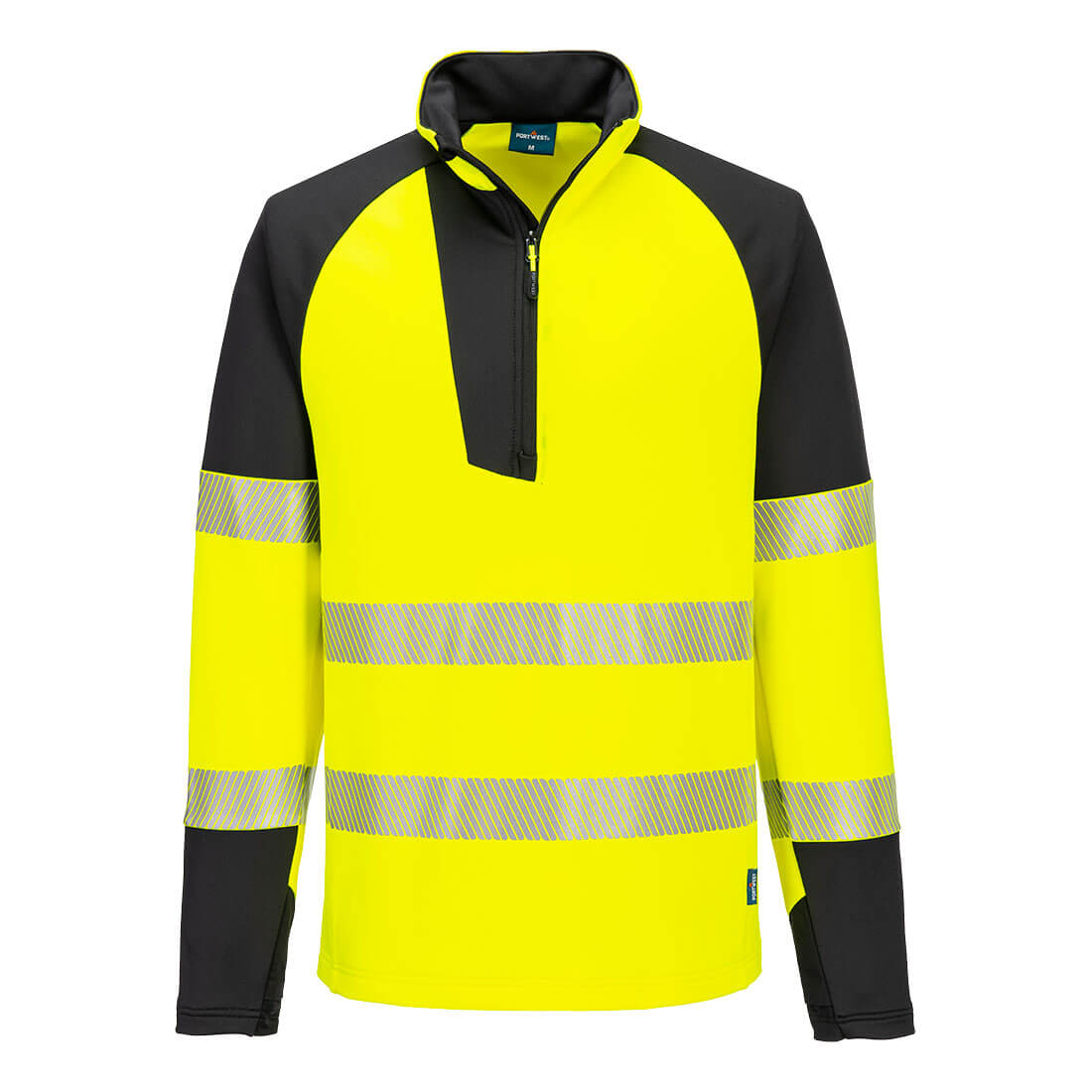 PW3 Hi-Vis 1/4 cipzáras hosszú ujjú póló - Sárga/Fekete PW3 Hi-Vis 1/4 cipzáras hosszú ujjú póló - Sárga/Fekete - Image 1