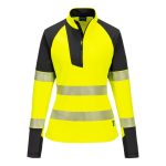 PW3 Hi-Vis 1/4 Cipzáras Sweatshirt - Sárga/Fekete