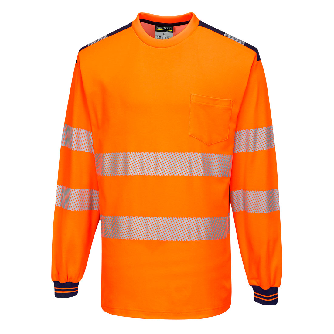PW3 Hi-Vis hosszú ujjú póló - Narancs/Navy PW3 Hi-Vis hosszú ujjú póló - Narancs/Navy - Image 1